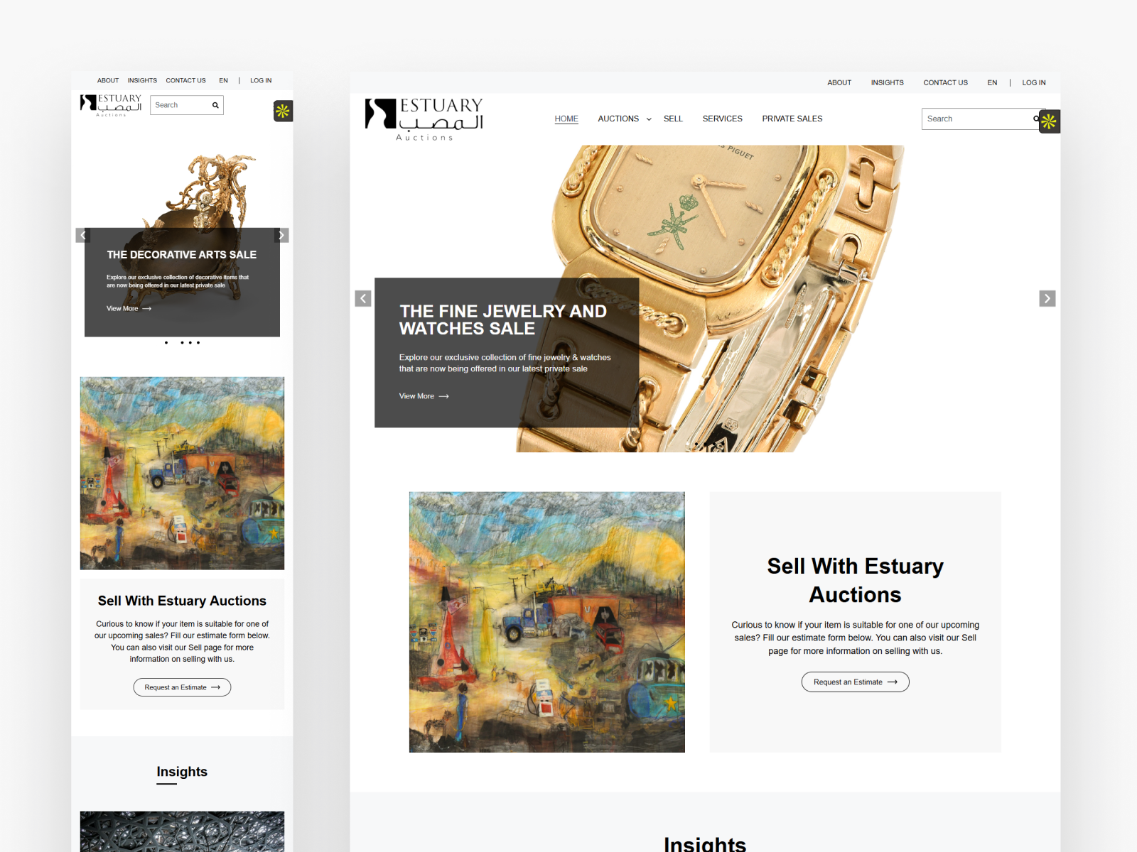 Estuary Auctions — Fine Art & Luxury Auction Website UI project preview